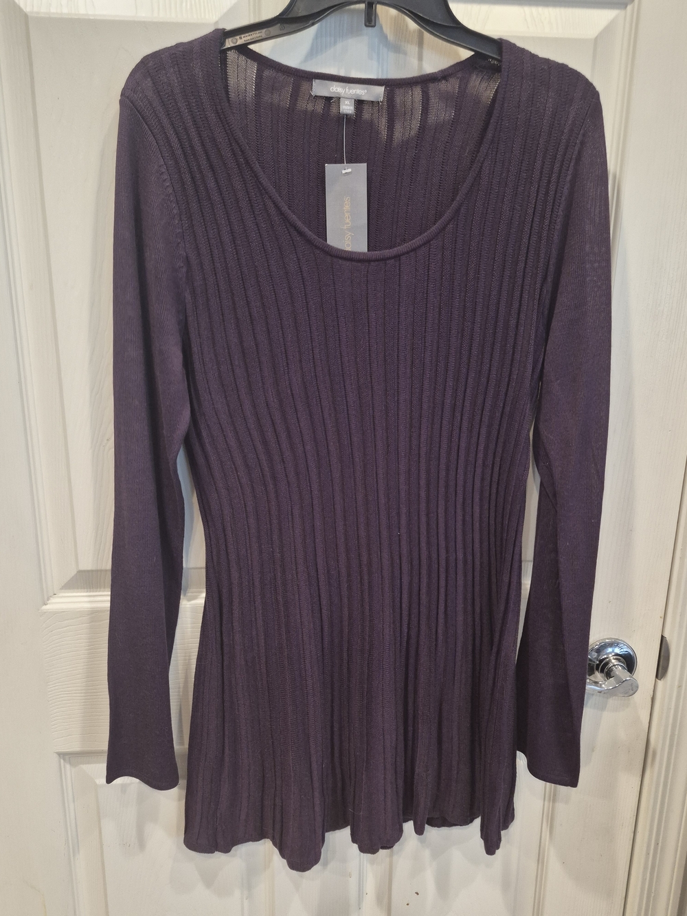 5/25 Daisy Fuentes Plum Ribbed Long-Sleeve Tunic